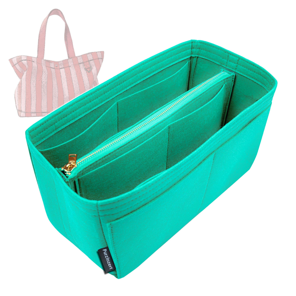 Bag Insert for (BaubleBar, Medium Striped Custom Alpha Tote) Organizer Tote Purse Organiser Liner Shaper [Premium Felt Material]