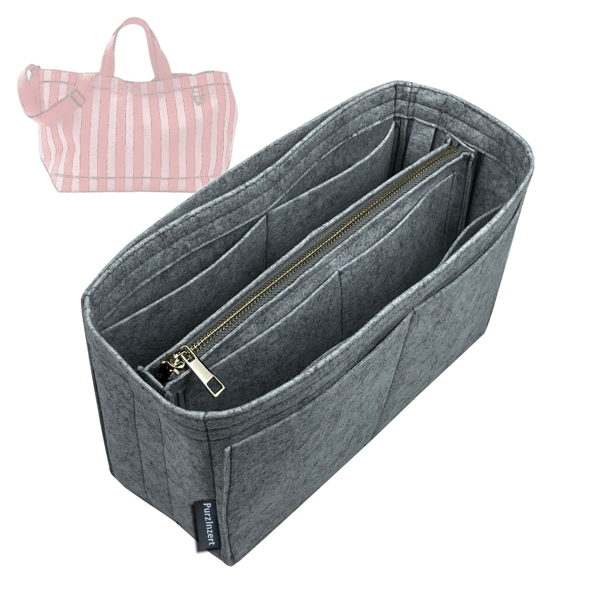 Bag Insert for (BaubleBar, Large Striped Custom Alpha Tote) Organizer Tote Purse Organiser Liner Shaper [Premium Felt Material]