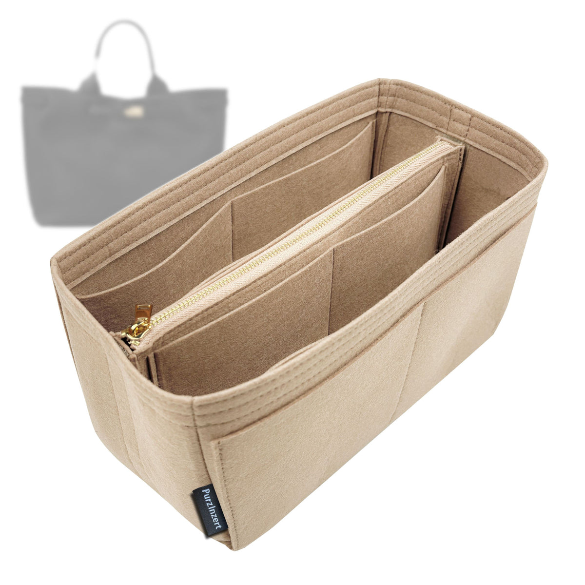 Bag Insert for (Longchamp, Le Smart L Tote Bag) Organizer Tote Purse Organiser Liner Shaper [Premium Felt Material]