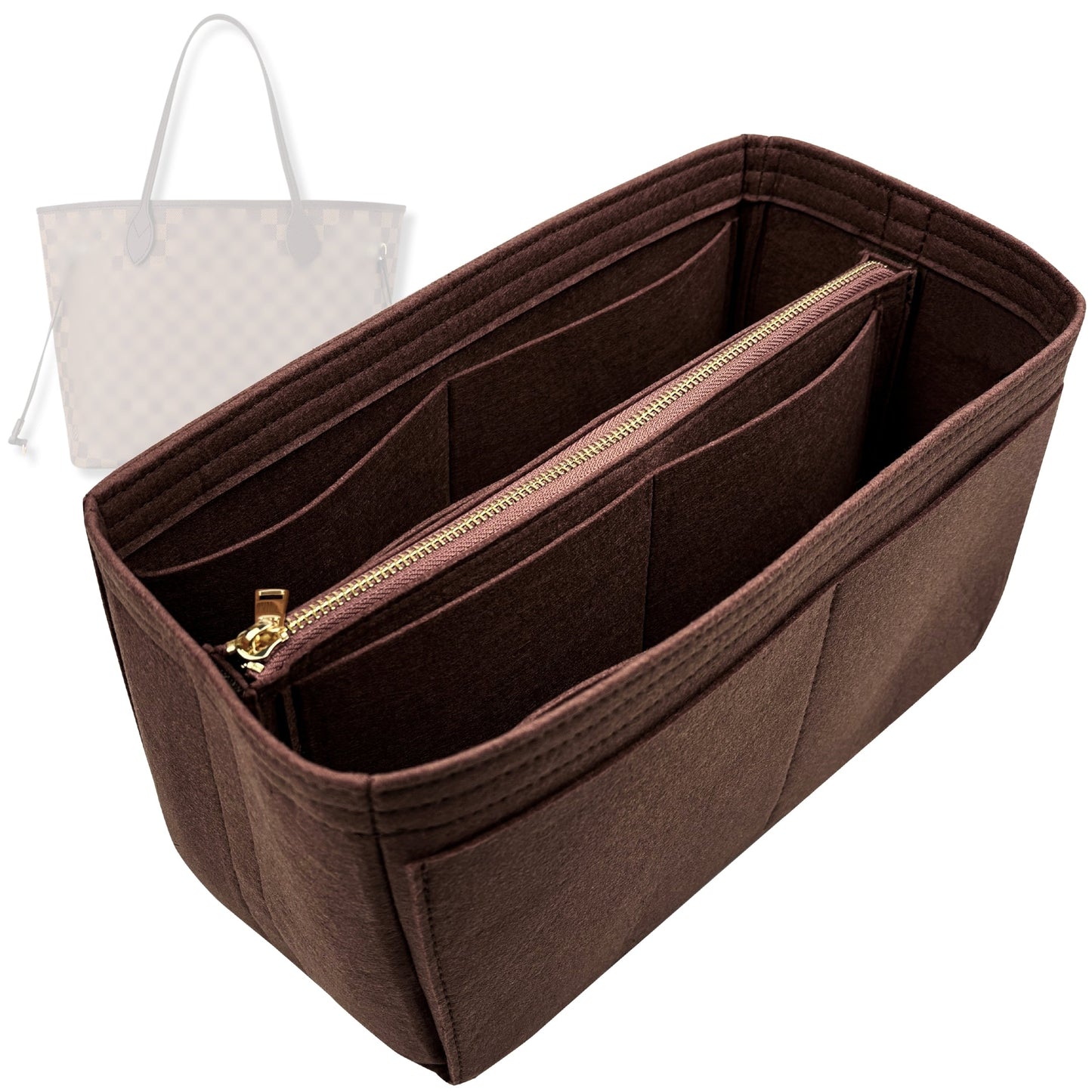 Bag Insert for (LV, Neverfull PM) Organizer Tote Purse Organiser Liner Shaper [Premium Felt Material]