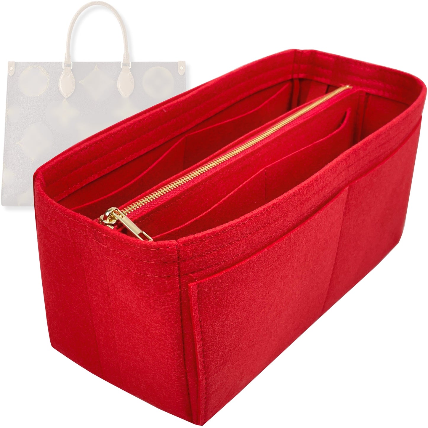 Bag Insert for (LV, OnTheGo MM (Medium)) Organizer Tote Purse Organiser Liner Shaper [Premium Felt Material]