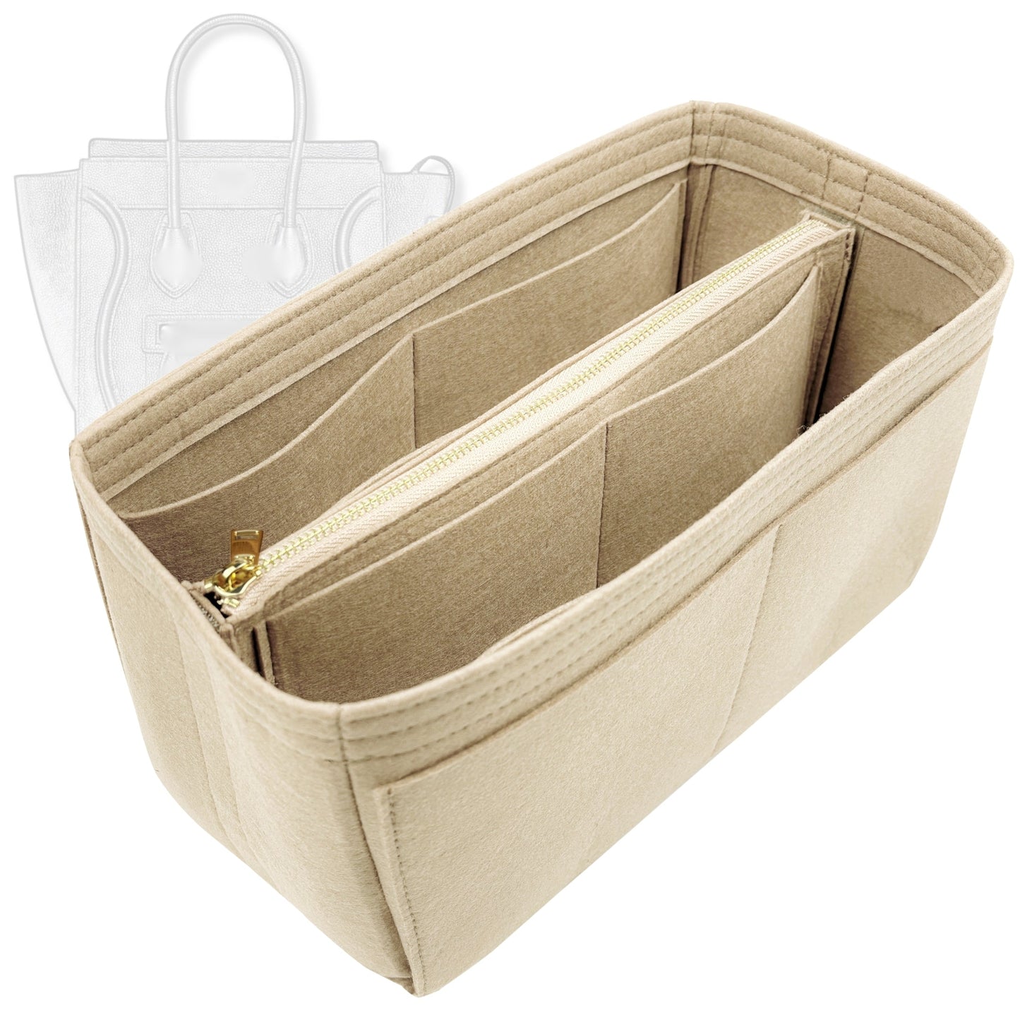 Bag Insert for (Celine, Micro Luggage) Organizer Tote Purse Organiser Liner Shaper [Premium Felt Material]