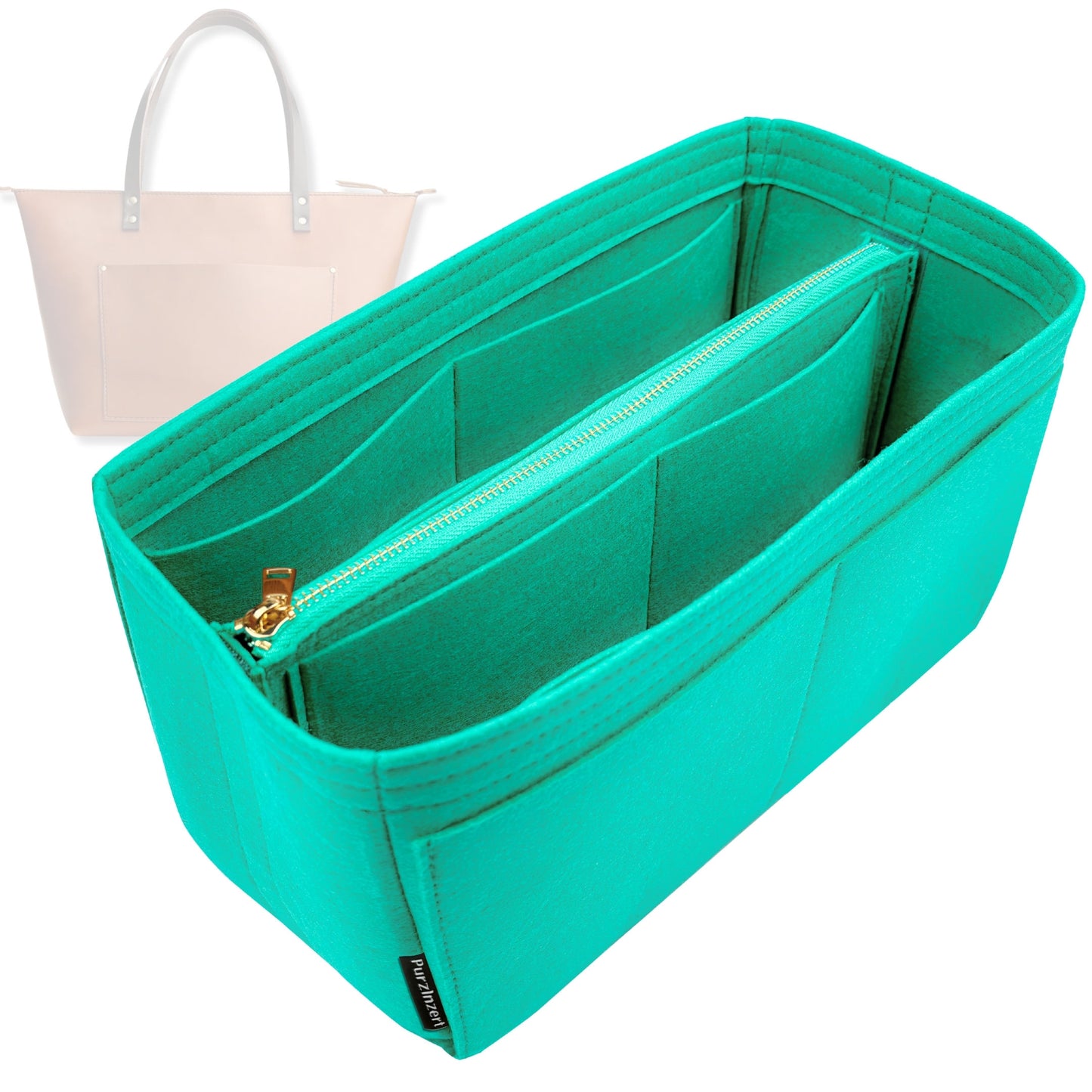Bag Insert for (Portland Leather Goods, Zipper Tote Medium) Organizer Tote Purse Organiser Liner Shaper [Premium Felt Material]