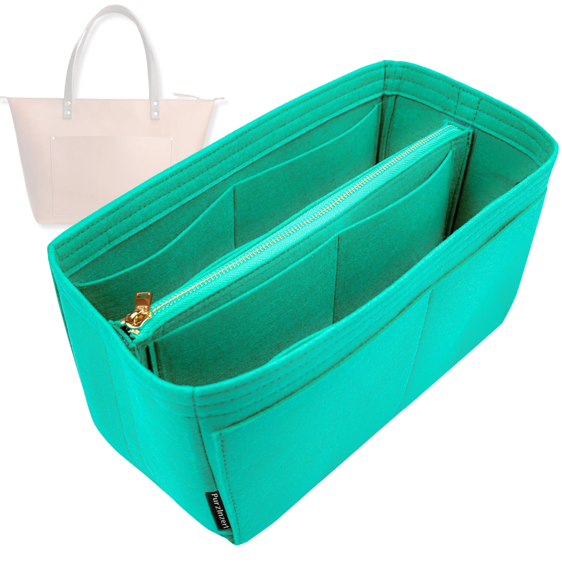 Bag Insert for (Portland Leather Goods, Zipper Tote Medium) Organizer Tote Purse Organiser Liner Shaper [Premium Felt Material]