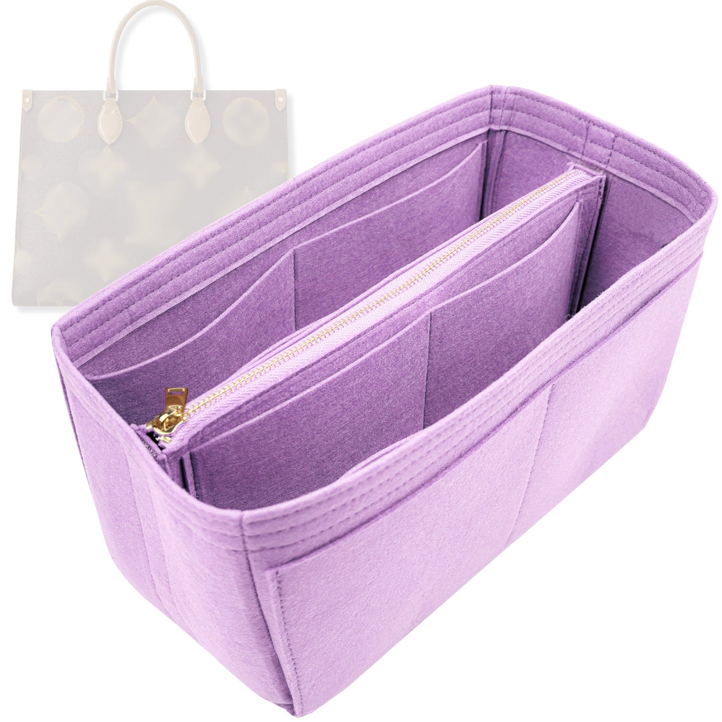 Bag Insert for (LV, OnTheGo PM (Small)) Organizer Tote Purse Organiser Liner Shaper [Premium Felt Material]
