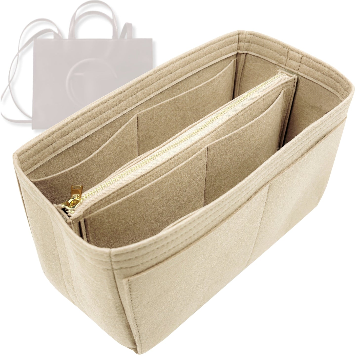 Bag Insert for (Telfar, Medium Shopping Bag) Organizer Tote Purse Organiser Liner Shaper [Premium Felt Material]