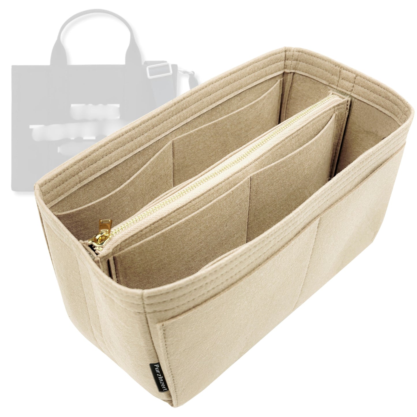 Bag Insert for (Marc Jacobs, Large Tote) Organizer Tote Purse Organiser Liner Shaper [Premium Felt Material]