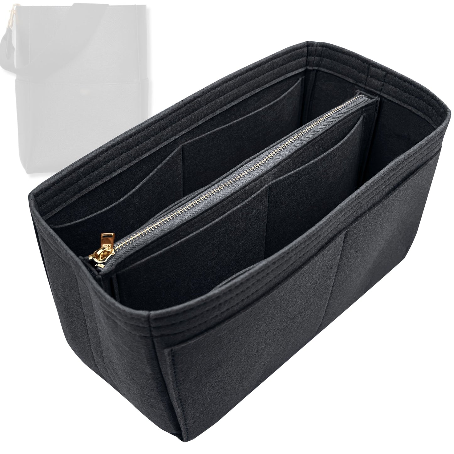 Bag Insert for (Celine, Sangle Bucket Medium) Organizer Tote Purse Organiser Liner Shaper [Premium Felt Material]