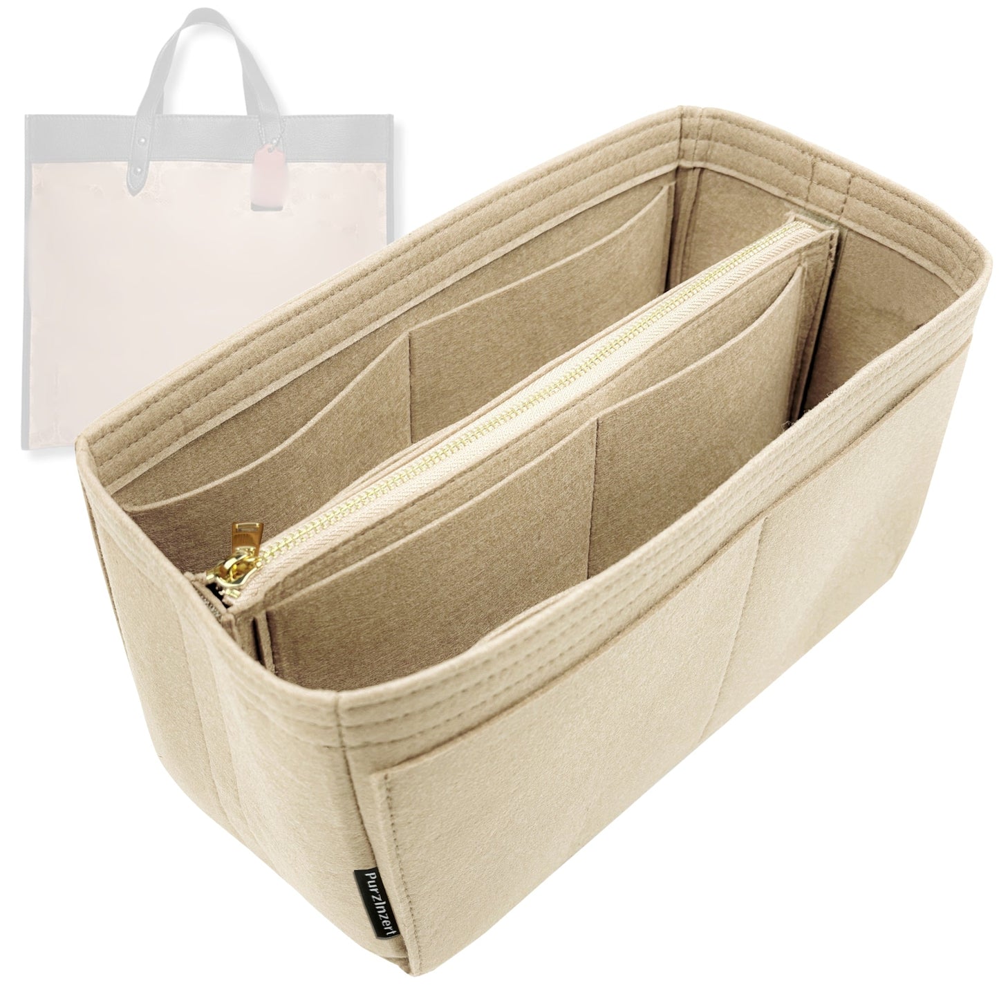 Bag Insert for (Coach, Field Tote 40) Organizer Tote Purse Organiser Liner Shaper [Premium Felt Material]