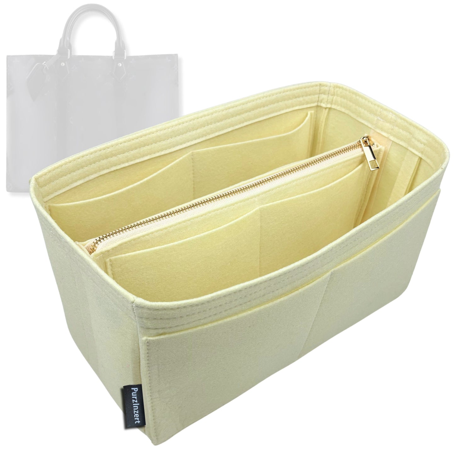 Bag Insert for (LV, Sac Plat 24H) Organizer Tote Purse Organiser Liner Shaper [Premium Felt Material]