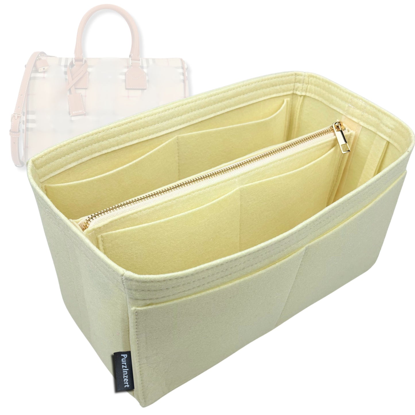 Bag Insert for (Burberry, Medium Check Bowling Bag) Organizer Tote Purse Organiser Liner Shaper [Premium Felt Material]