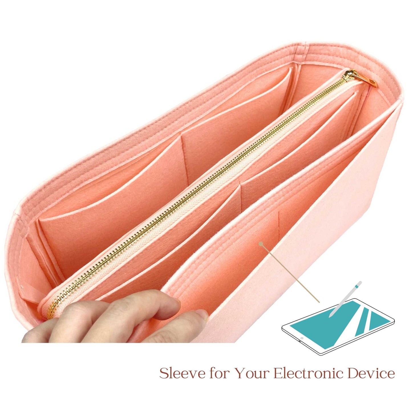 Bag Insert for (Celine, Medium Bucket in Triomphe) Organizer of Felt Fabric