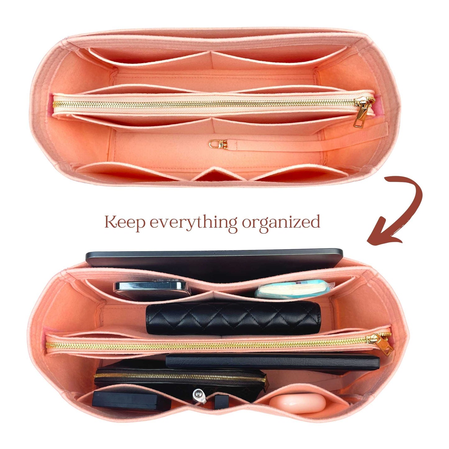 Bag Insert for (Madewell, Essential Extra-Large Bucket) Organizer of Felt Fabric