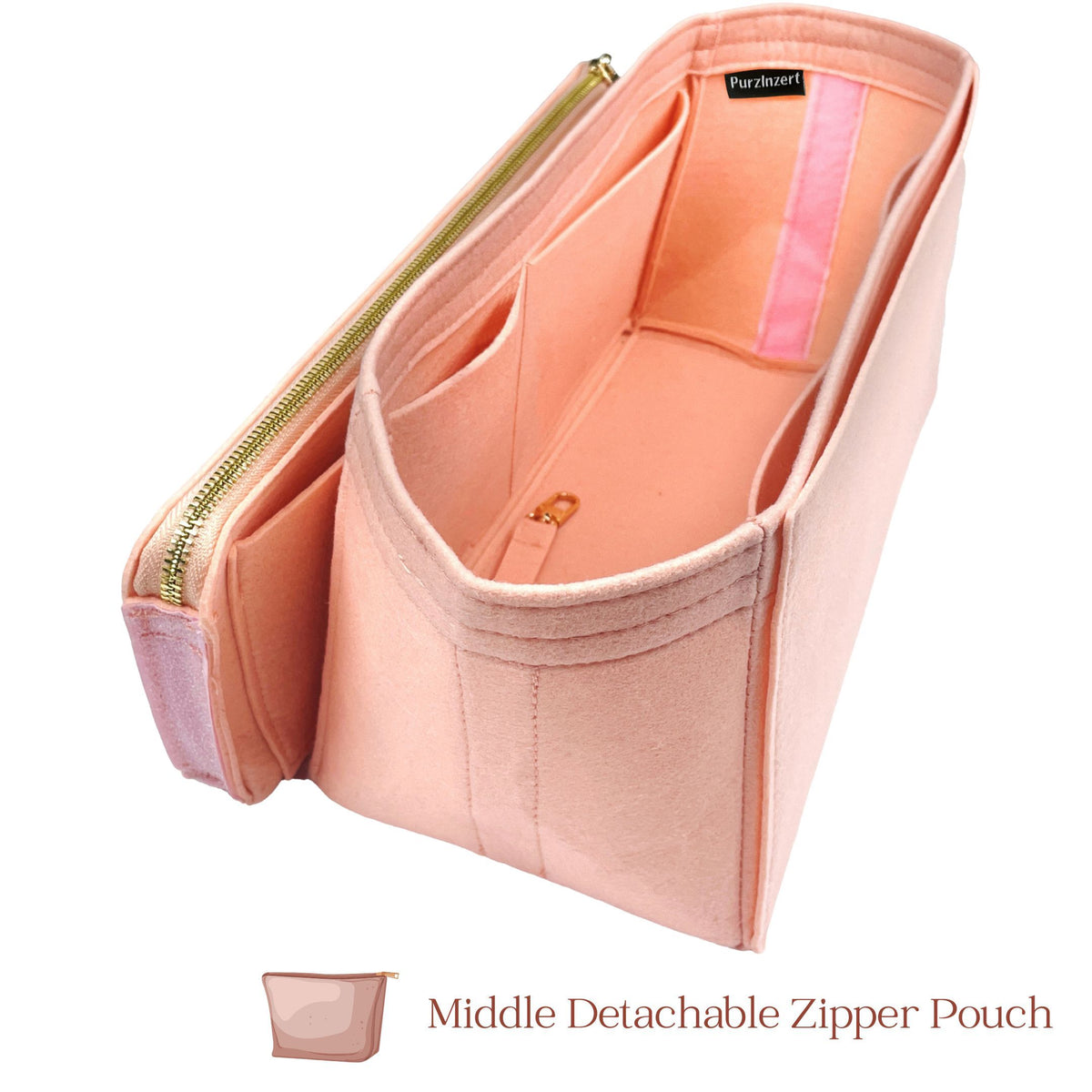 Bag Insert for (Lands End, Large 5 Pocket Zip Top Canvas Tote Bag) Organizer of Felt Fabric