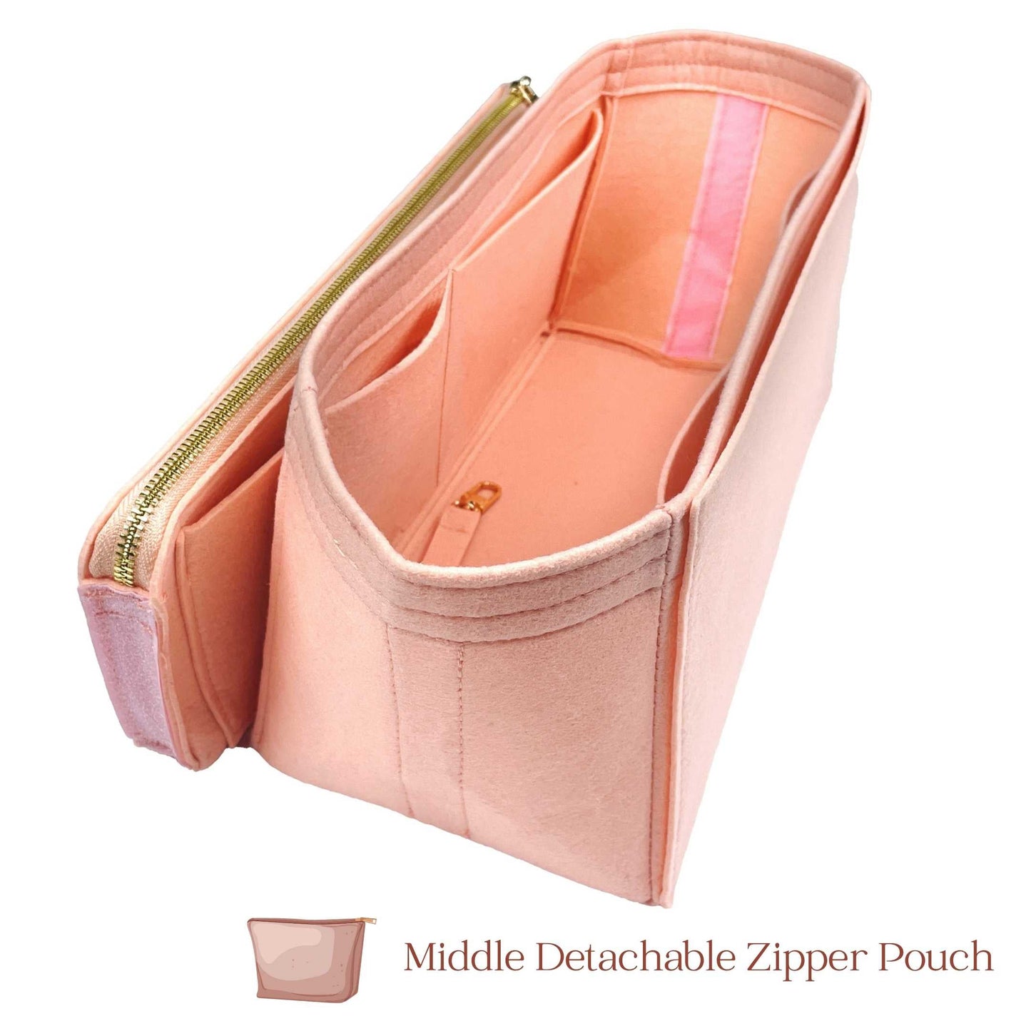 Bag Insert for (The Row, Marlo 14 Bag in Leather) Organizer of Felt Fabric