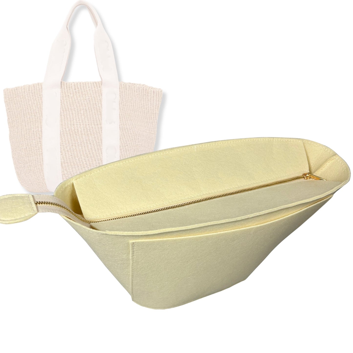 Bag Insert for (Chloe, Large Woody Basket) Organizer Tote Purse Organiser Liner Shaper [Premium Felt Material]