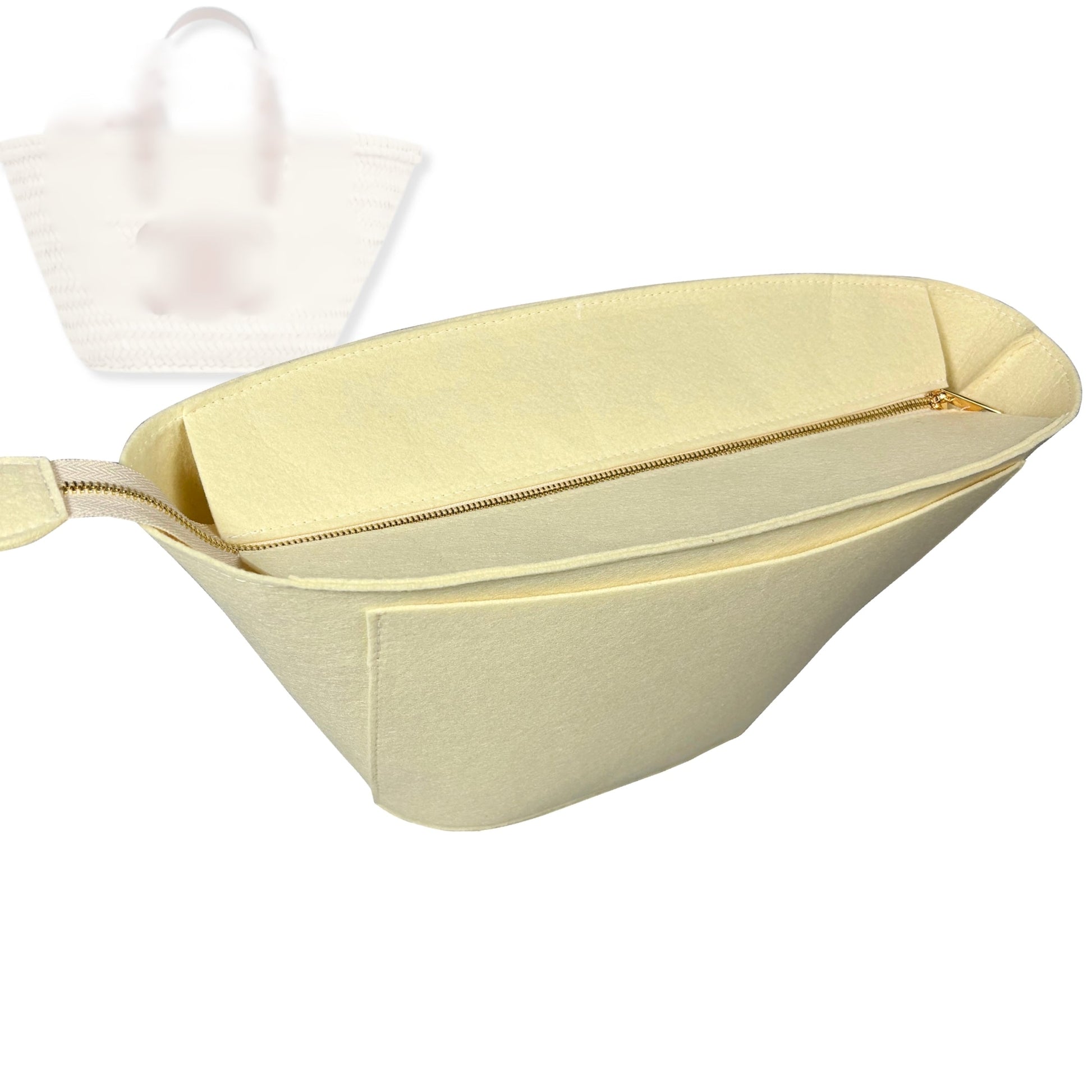 Bag Insert for (Celine, Classic Panier in Palm Leaves and Calfskin Teen) Organizer Tote Purse Organiser Liner Shaper [Premium Felt Material]