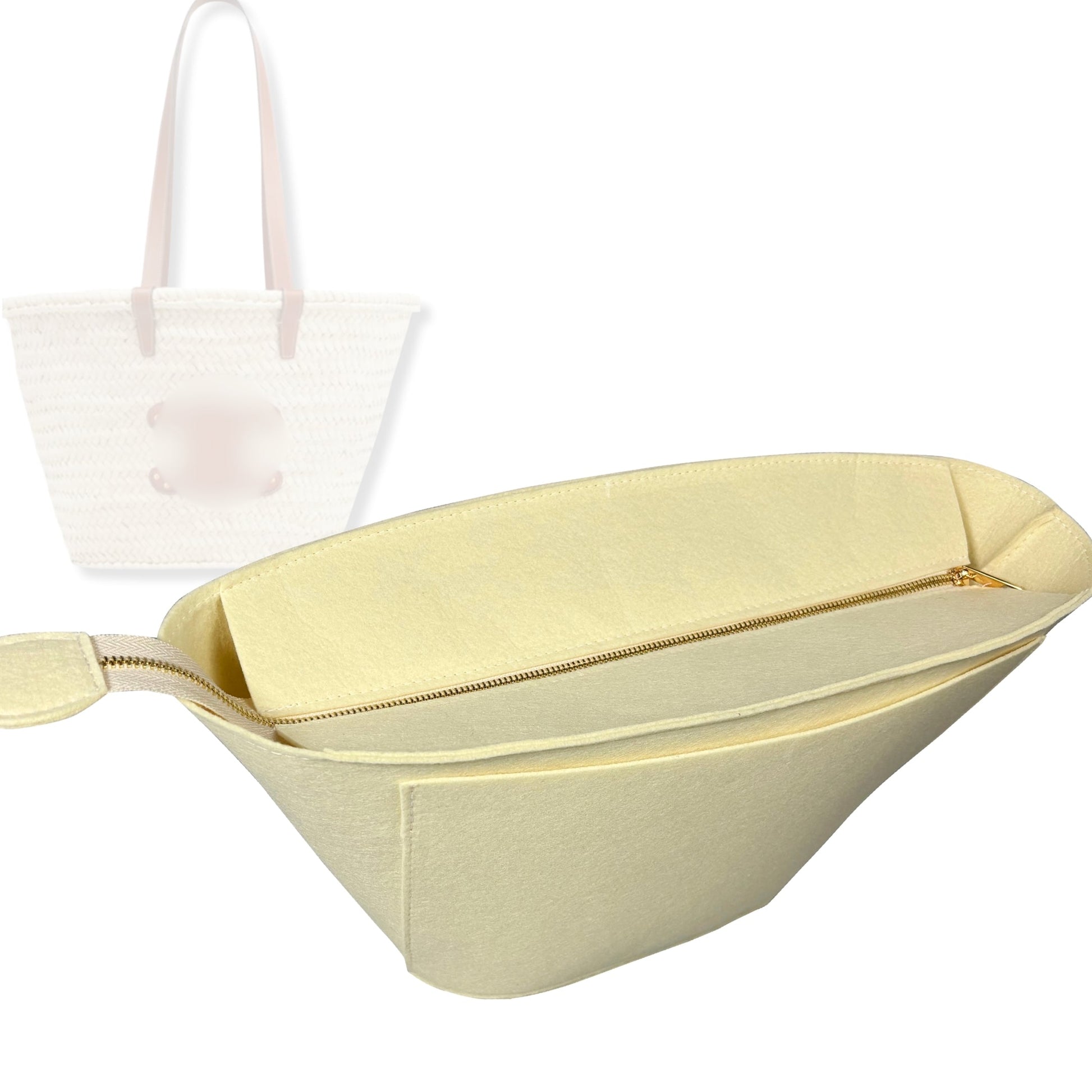 Bag Insert for (Celine, Classic Panier in Palm Leaves and Calfskin Medium) Organizer Tote Purse Organiser Liner Shaper [Premium Felt Material]