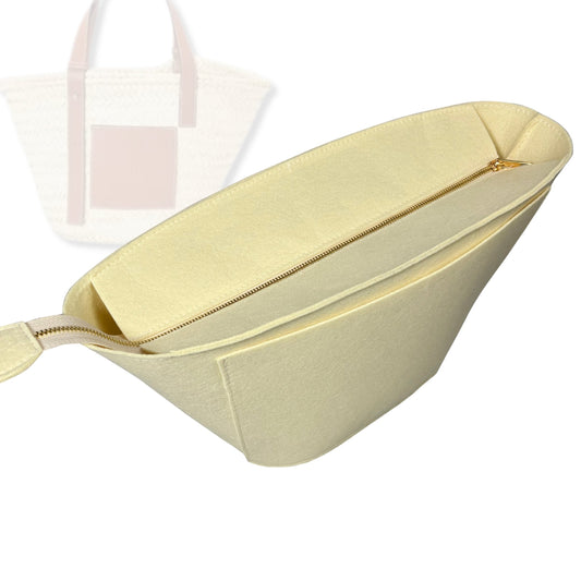 Bag Insert for (Loewe, Medium Basket bag in palm leaf and calfskin) Organizer Tote Purse Organiser Liner Shaper [Premium Felt Material]