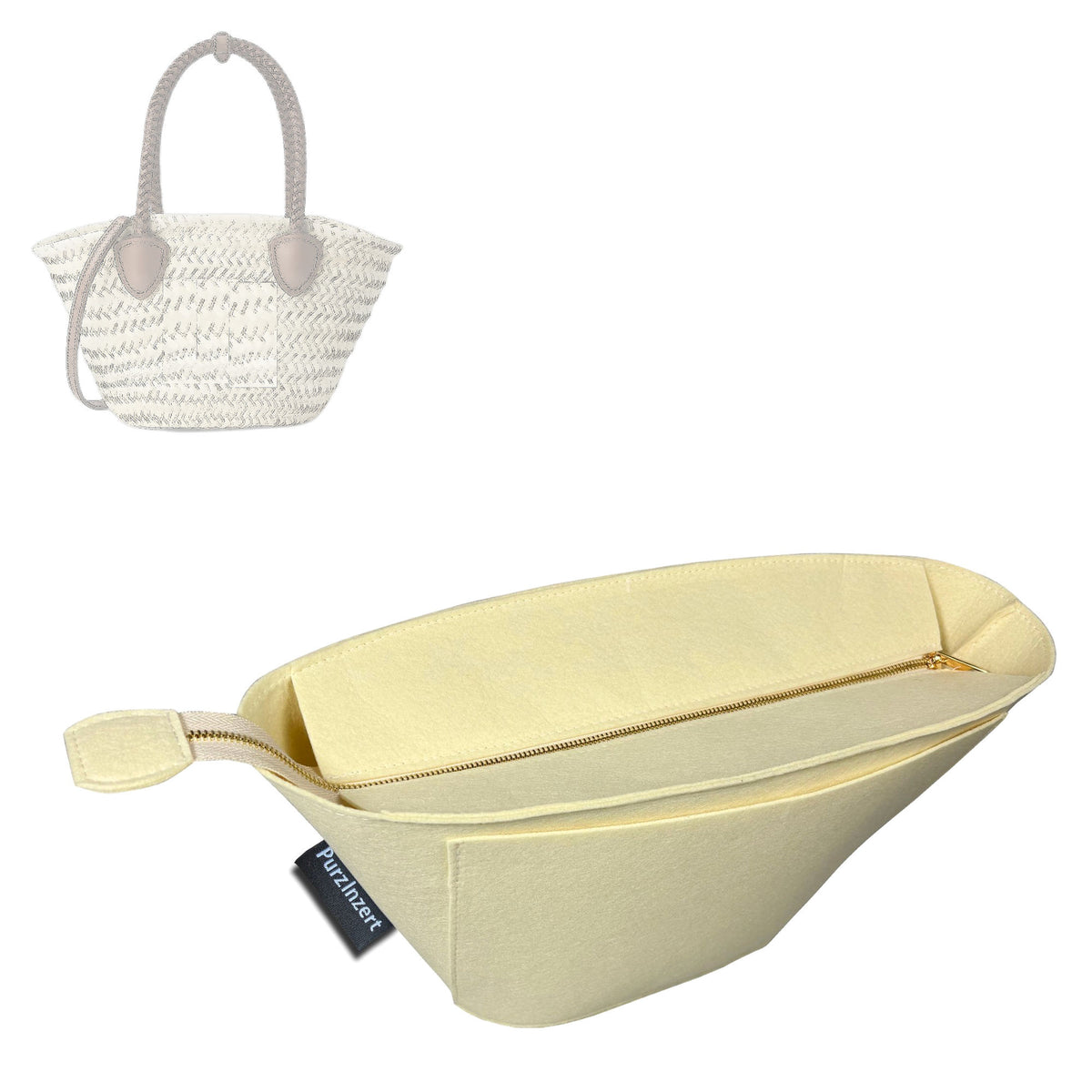Bag Insert for (Miu Miu, Woven Fabric Tote) Organizer Tote Purse Organiser Liner Shaper [Premium Felt Material]