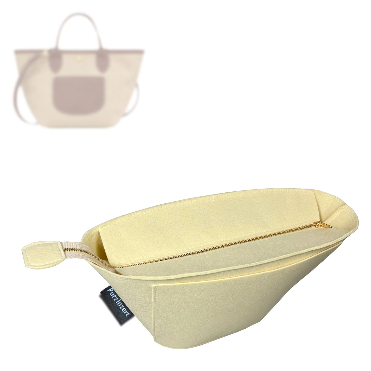 Bag Insert for (Longchamp, Le Pliage Collection XS Basket Bag 10307HGK) Organizer Tote Purse Organiser Liner Shaper [Premium Felt Material]