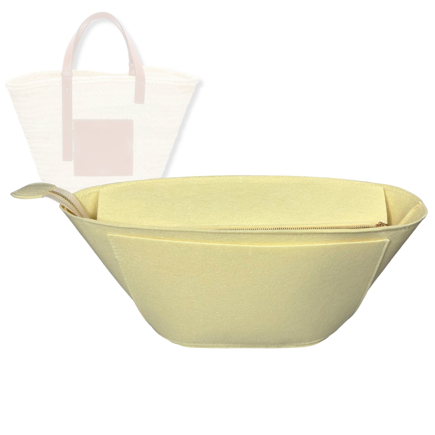 Bag Insert for (Loewe, Small Basket bag in palm leaf and calfskin) Organizer Tote Purse Organiser Liner Shaper [Premium Felt Material]