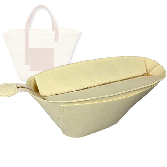 Bag Insert for (Loewe, Large Basket bag in palm leaf and calfskin) Organizer Tote Purse Organiser Liner Shaper [Premium Felt Material]