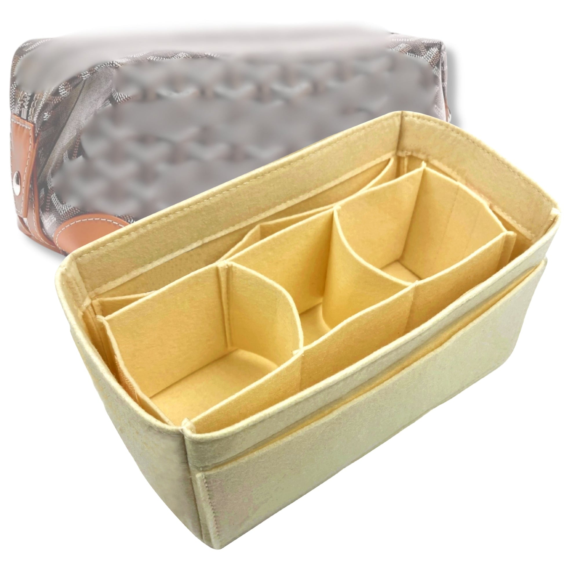 Bag Insert for (Goyard, Bowling 25 Toiletry Bag) Organizer Tote Purse Organiser Liner Shaper [Premium Felt Material]