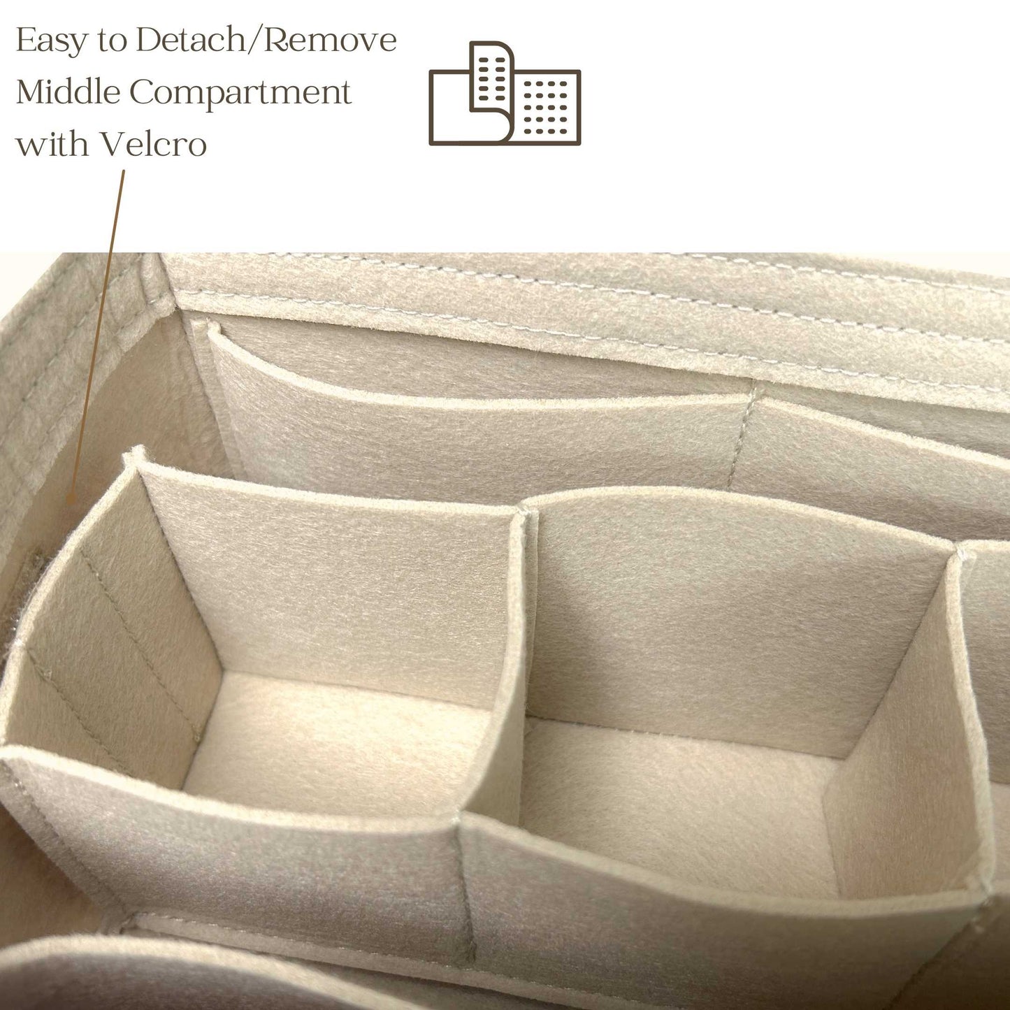 Bag Insert for (LV, Dopp Kit Pouch) Organizer of Felt Fabric