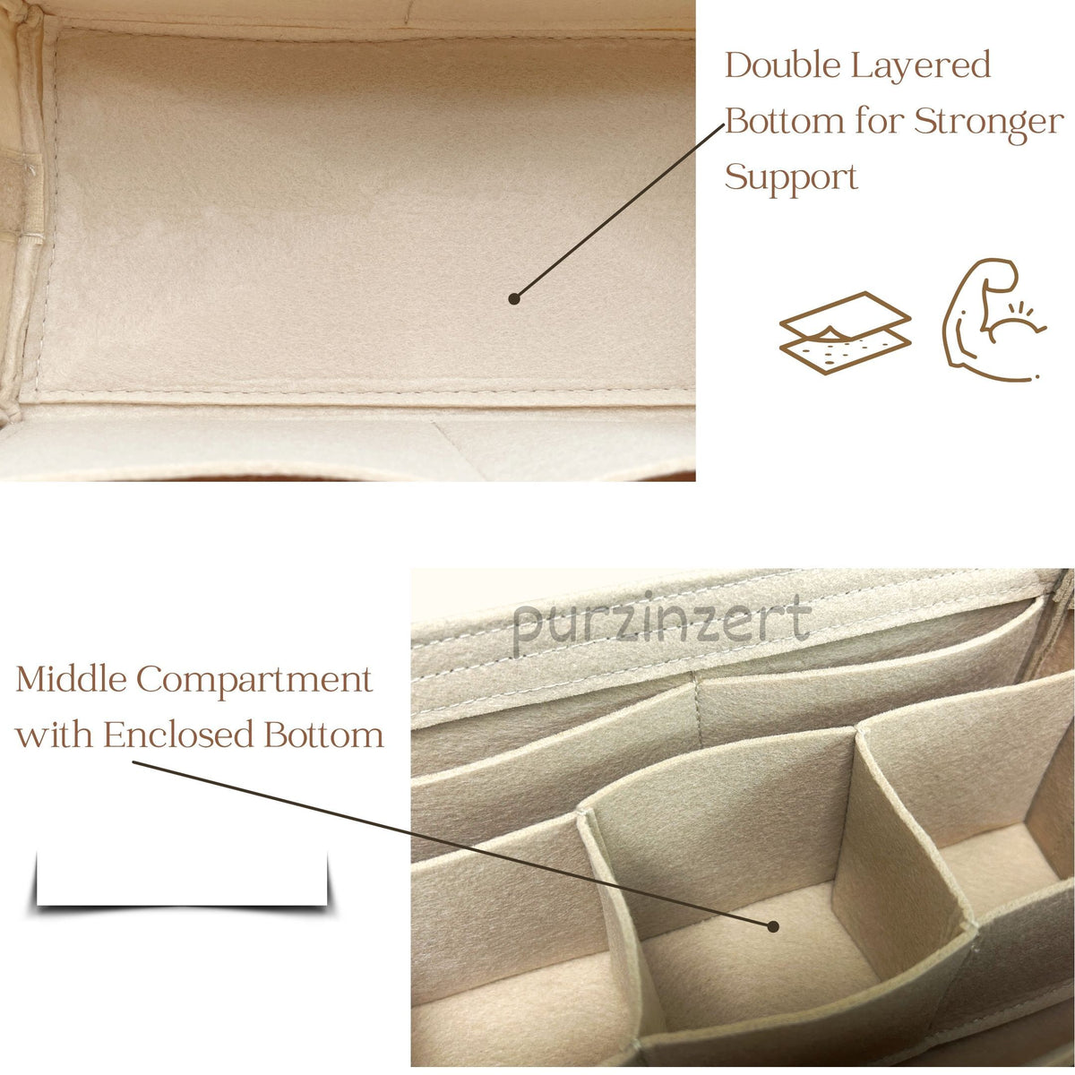 Bag Insert for (LV, M11750 Toiletry Bag) Organizer of Felt Fabric