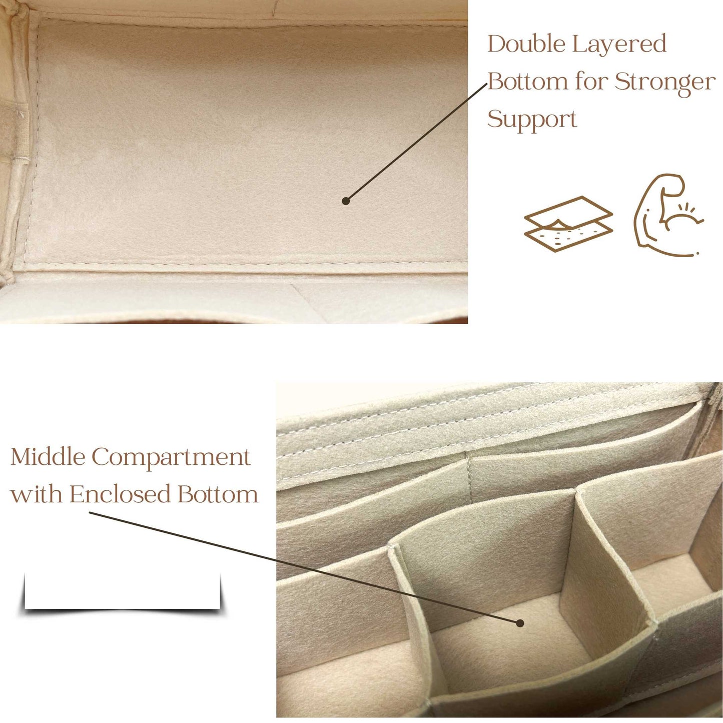 Bag Insert for (Goyard, Bowling 25 Toiletry Bag) Organizer of Felt Fabric