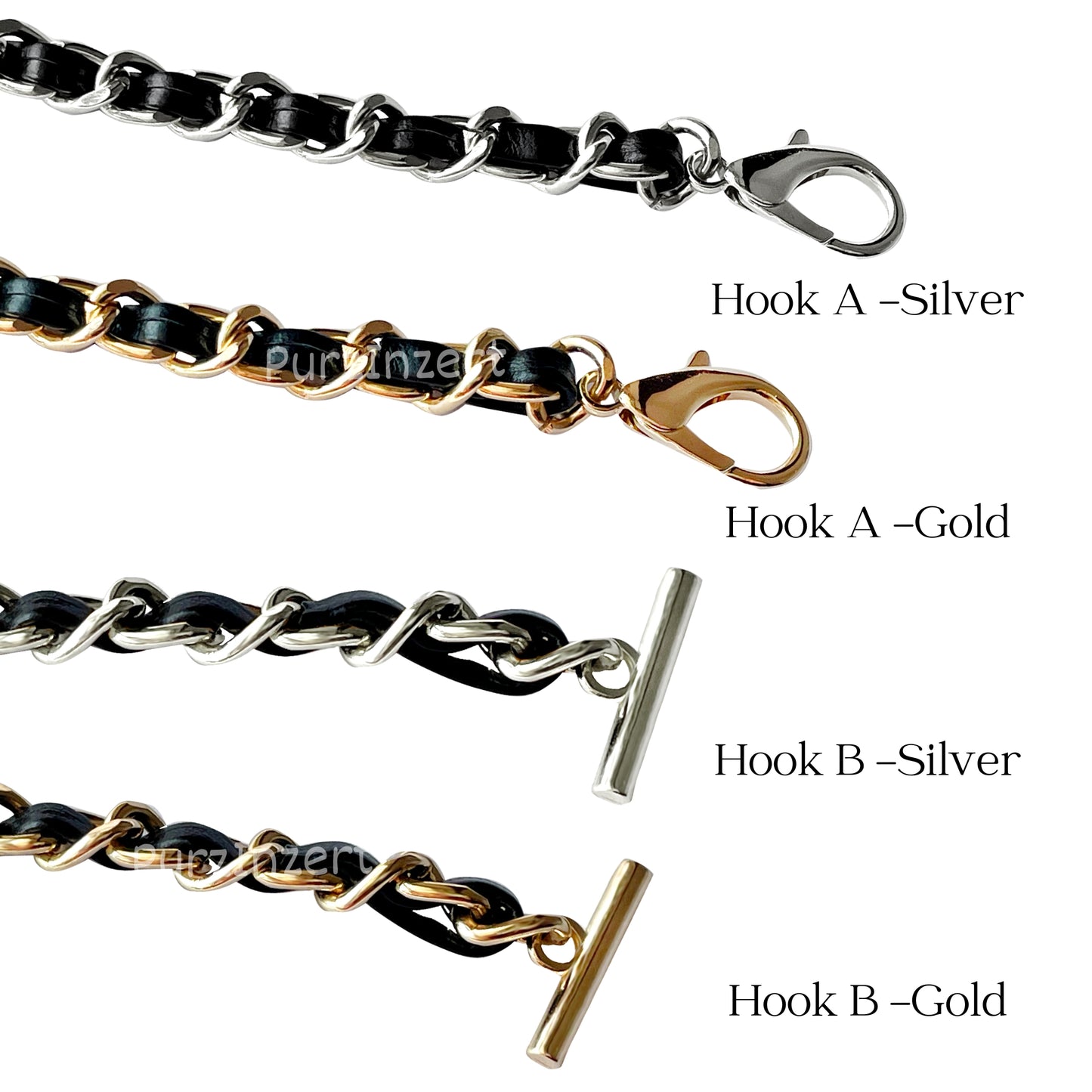 【Hook A-Silver】Conversion Kit for (Chanel Classic Flap Card Holder) to Crossbody Bag, DIY Wallet Handbag, Felt Insert with 120cm Leather Chain