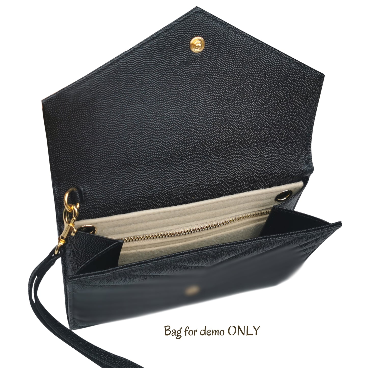 【Claw Clasp Clasp-Golden】Conversion Kit for (Saint Laurent, YSL) Cassandre Matelasse Flap Pouch to Crossbody Bag, Felt Insert with 120cm/47" Metal Chain