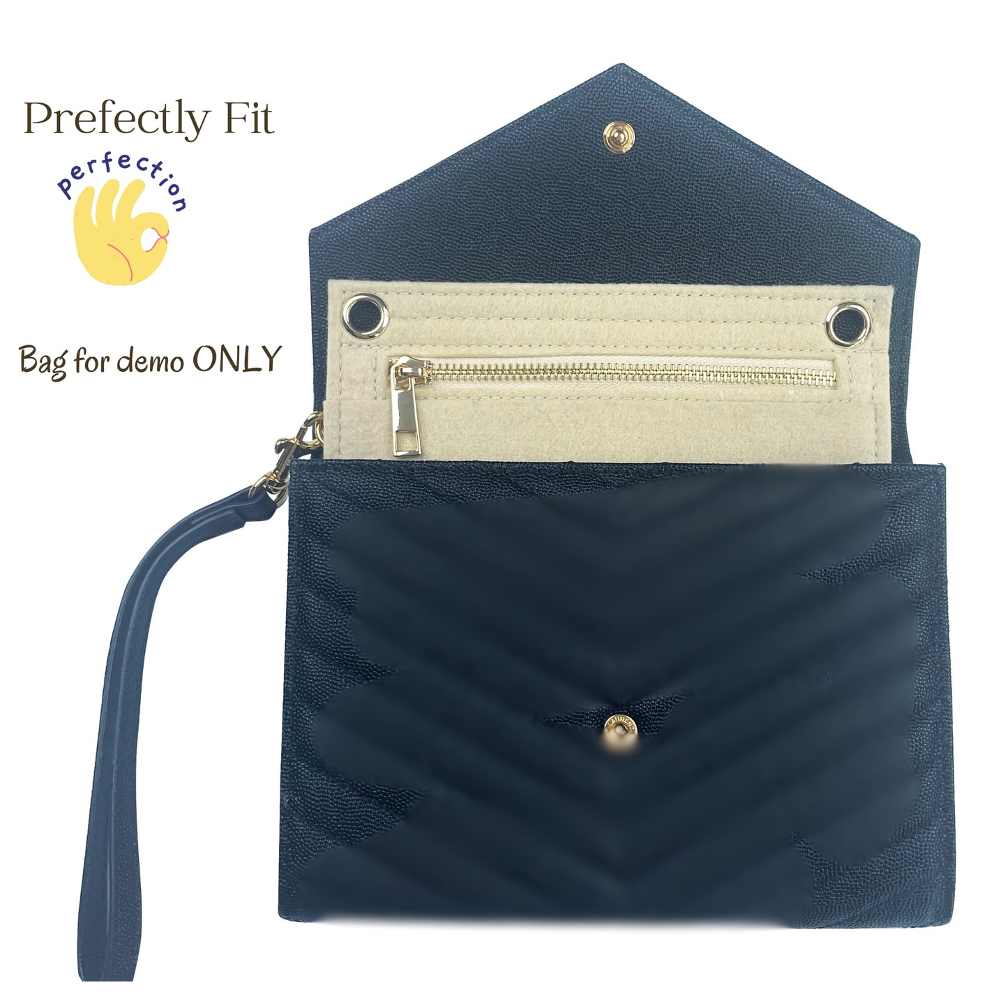 【Claw Clasp Clasp-Golden】Conversion Kit for (Saint Laurent, YSL) Cassandre Matelasse Flap Pouch to Crossbody Bag, Felt Insert with 120cm/47" Metal Chain