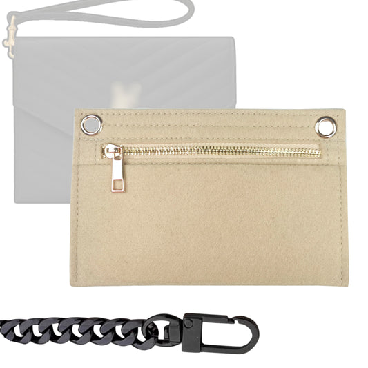 【Claw Clasp Clasp-Black】Conversion Kit for (Saint Laurent, YSL) Cassandre Matelasse Flap Pouch to Crossbody Bag, Felt Insert with 120cm/47" Metal Chain