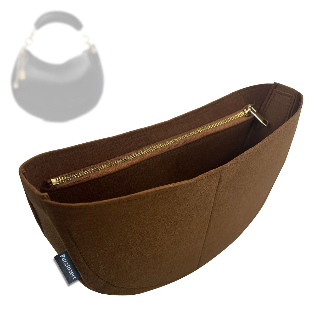 Bag Insert for (Chloe, Small Chloé Banana Zipped Hobo) Organizer Tote Purse Organiser Liner Shaper [Premium Felt Material]