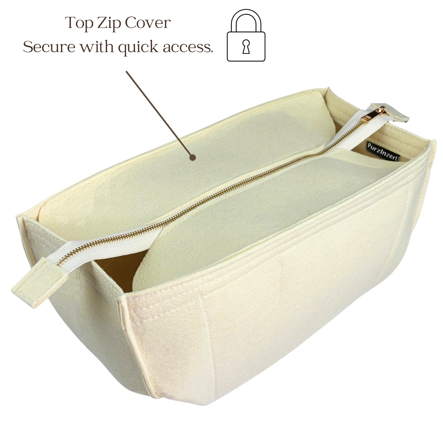 Bag Insert for (Cyme Mini) Organizer of Felt Fabric with Top Zip Cover
