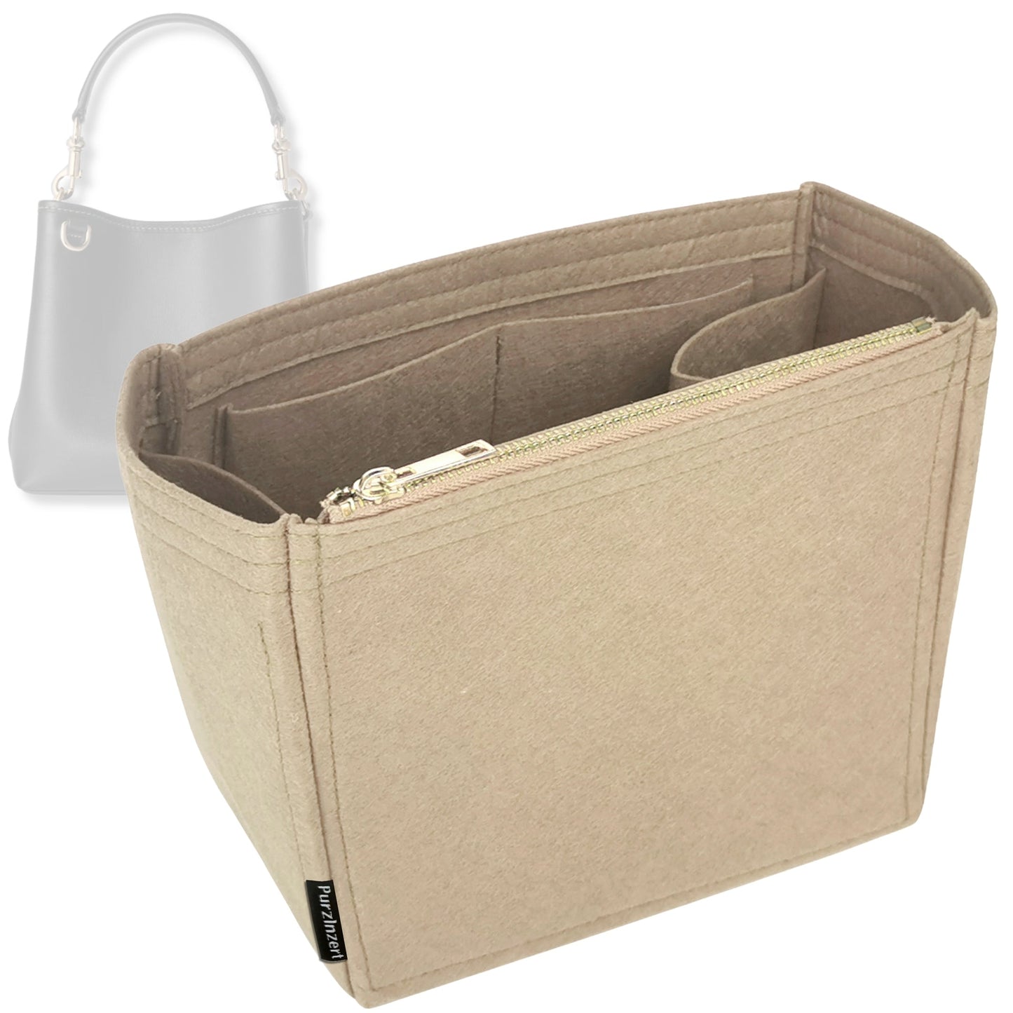 Bag Insert for (Gucci, GG Emblem medium bucket bag, 9.8W x 9.8H x 5.9D) Organizer Tote Purse Organiser Liner Shaper [Premium Felt Material]