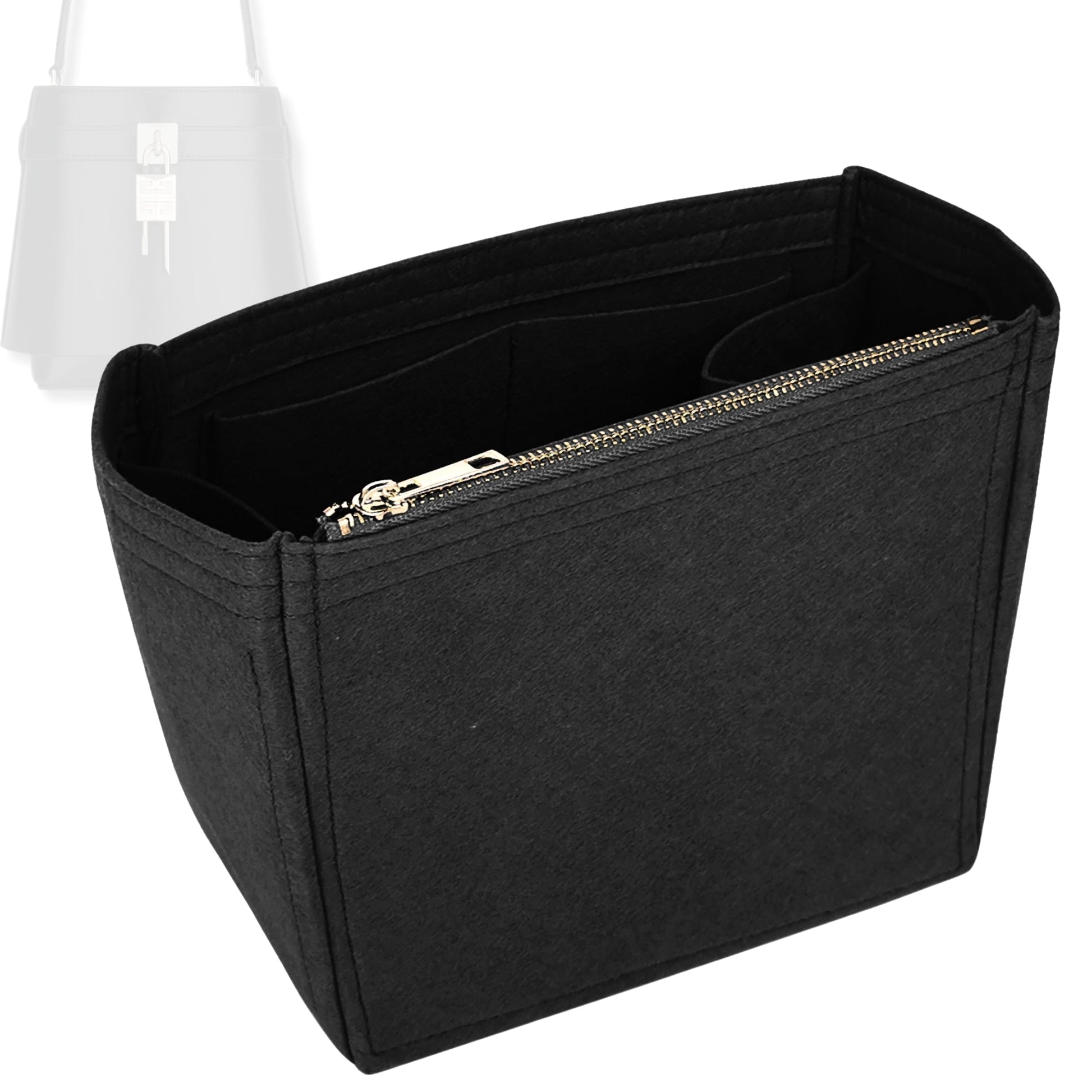Bag Insert for (Givenchy, Medium Shark Lock bucket bag in Box leather) Organizer Tote Purse Organiser Liner Shaper [Premium Felt Material]