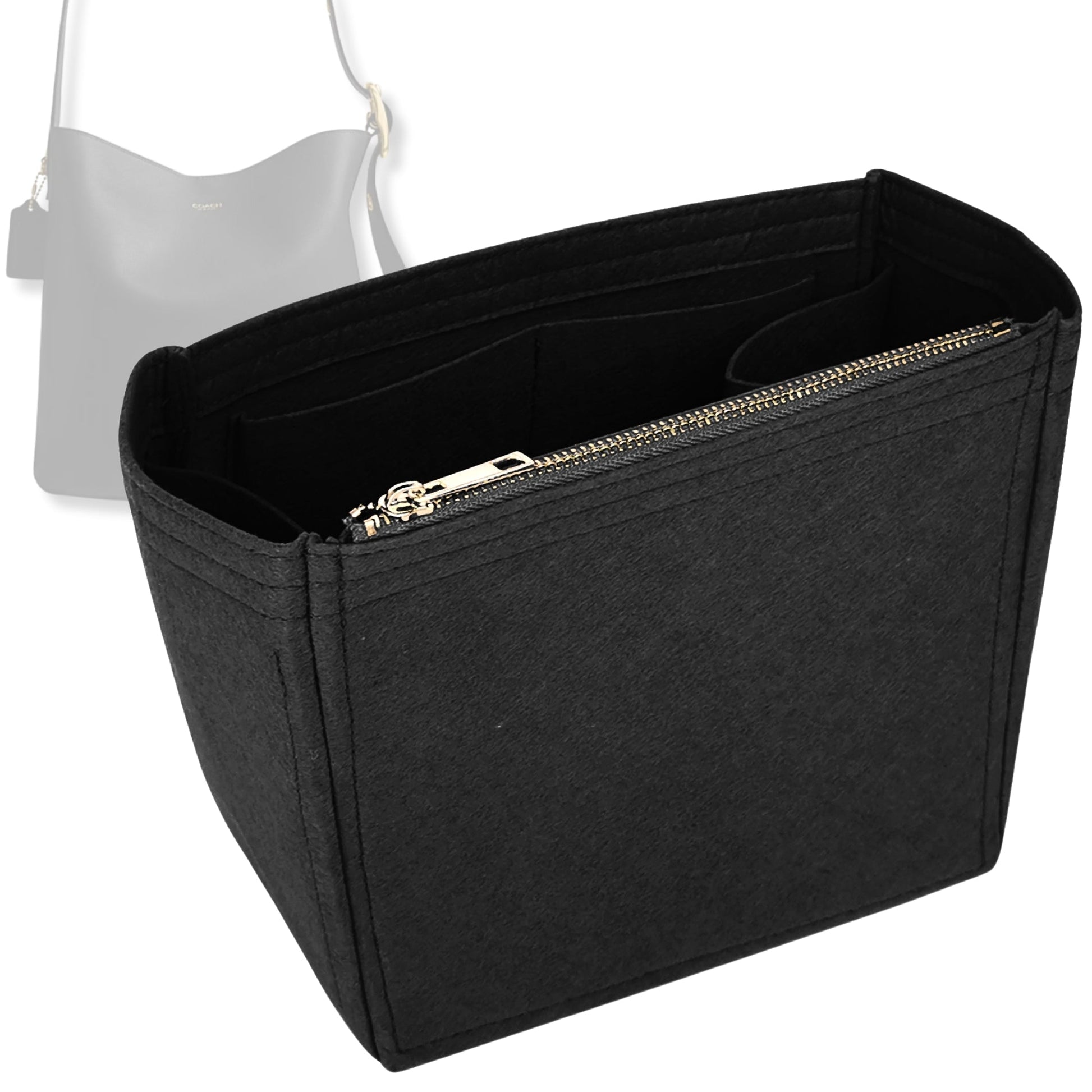 Bag Insert for (Coach, BLEECKER BUCKET BAG 21) Organizer Tote Purse Organiser Liner Shaper [Premium Felt Material]