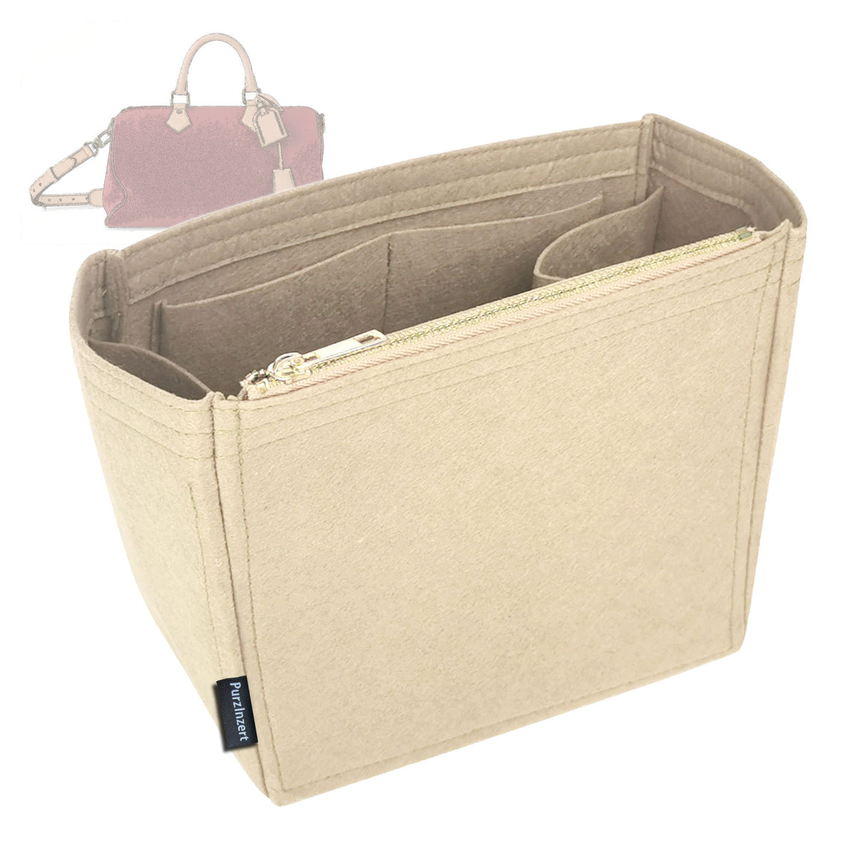 Bag Insert for (LV, P9 Speedy 40) Organizer Tote Purse Organiser Liner Shaper [Premium Felt Material]