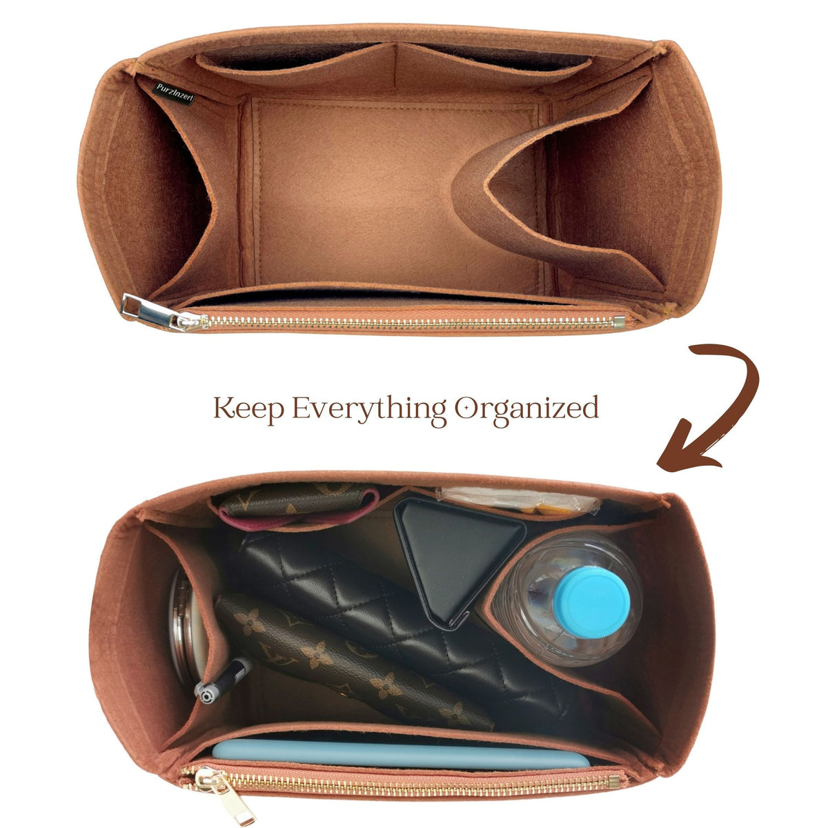 Bag Insert for (Christian Louboutin, By My Side leather bucket bag) Organizer of Felt Fabric