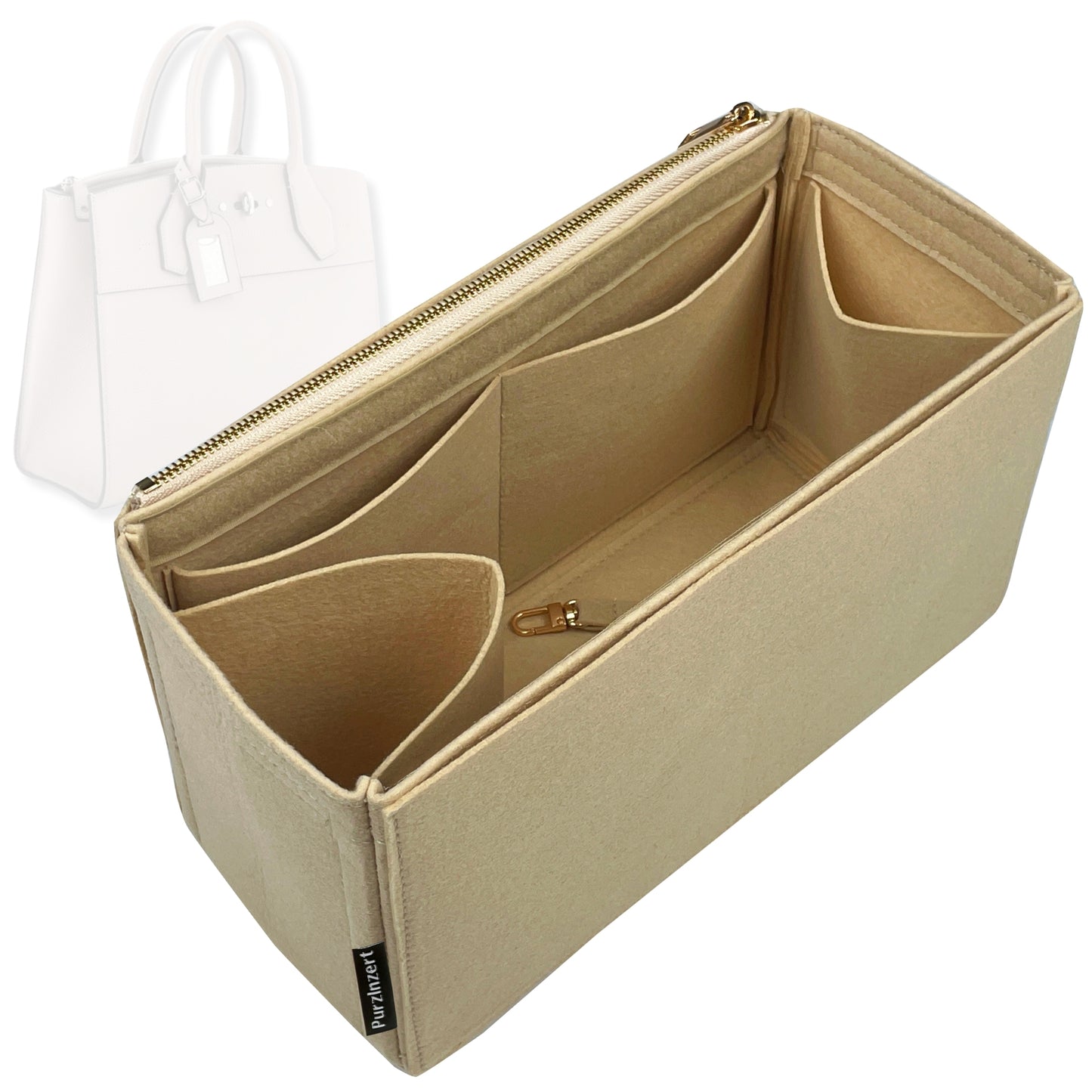 Bag Insert for (LV, City Steamer PM (Small)) Organizer Tote Purse Organiser Liner Shaper [Premium Felt Material]