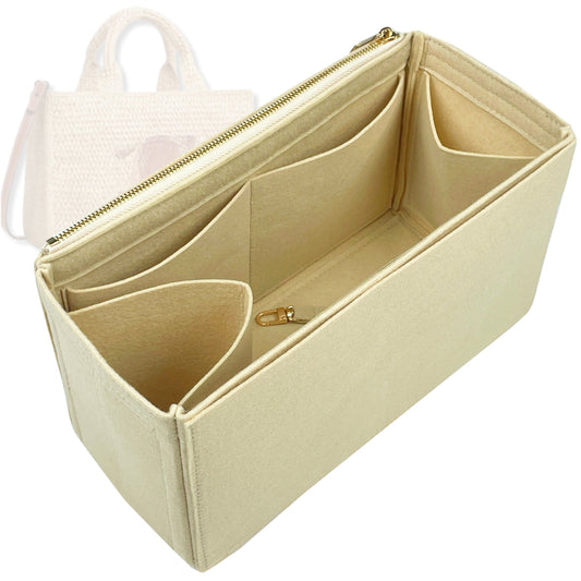 Bag Insert for (Celine, SMALL CABAS THAIS IN Raffia and calfskin) Organizer Tote Purse Organiser Liner Shaper [Premium Felt Material]