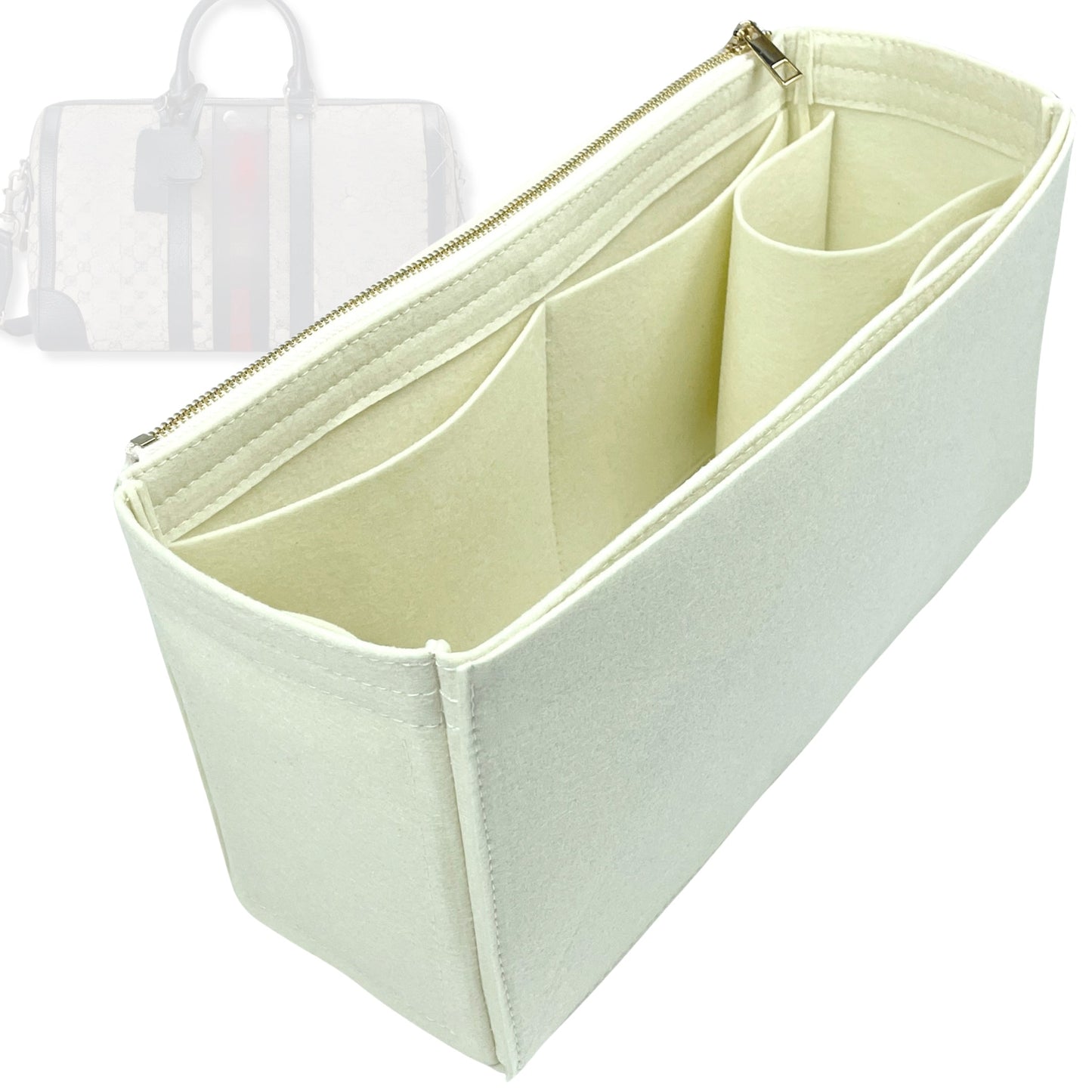 Bag Insert for (Gucci, Savoy medium duffle bag) Organizer Tote Purse Organiser Liner Shaper [Premium Felt Material]