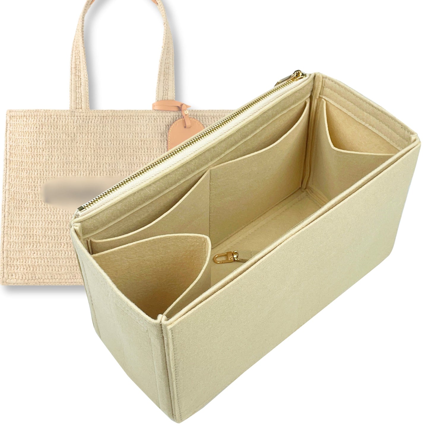 Bag Insert for (LV, Summer Shopper Tote MM) Organizer Tote Purse Organiser Liner Shaper [Premium Felt Material]