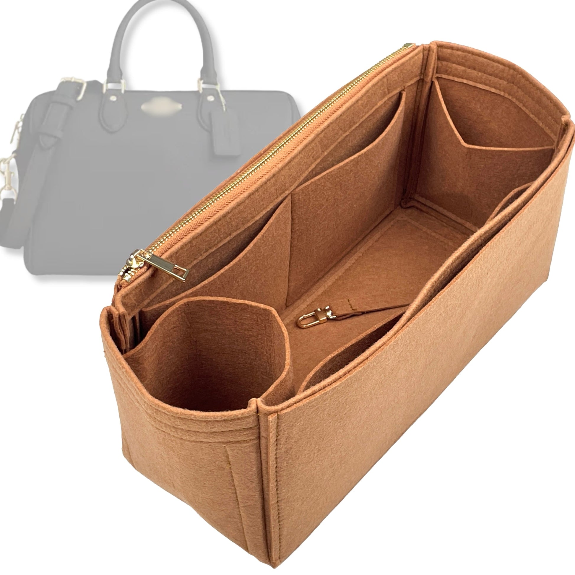 Bag Insert for (Coach, Rowan Regular Satchel) Organizer Tote Purse Organiser Liner Shaper [Premium Felt Material]