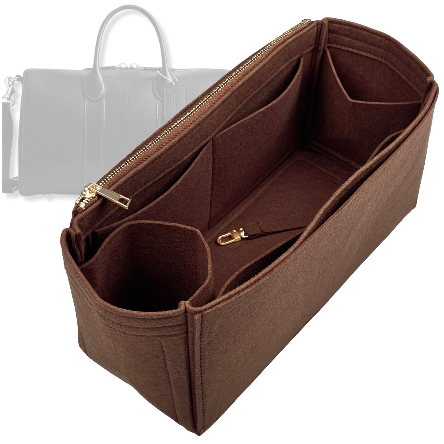 Bag Insert for (Coach, COMPASS BAG 45) Organizer Tote Purse Organiser Liner Shaper [Premium Felt Material]