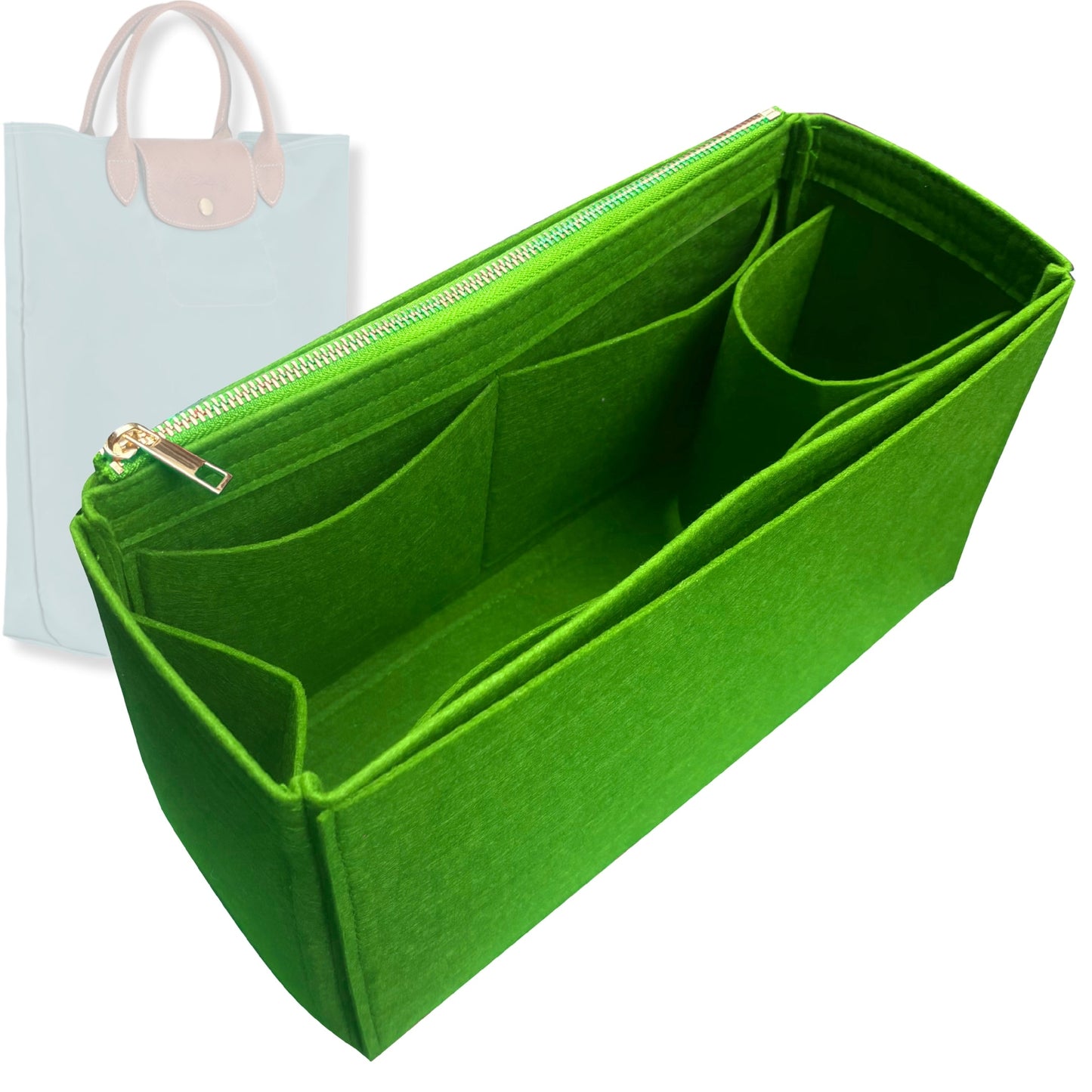Bag Insert for (Longchamp, Le Pliage Original M Tote Tall) Organizer Tote Purse Organiser Liner Shaper [Premium Felt Material]
