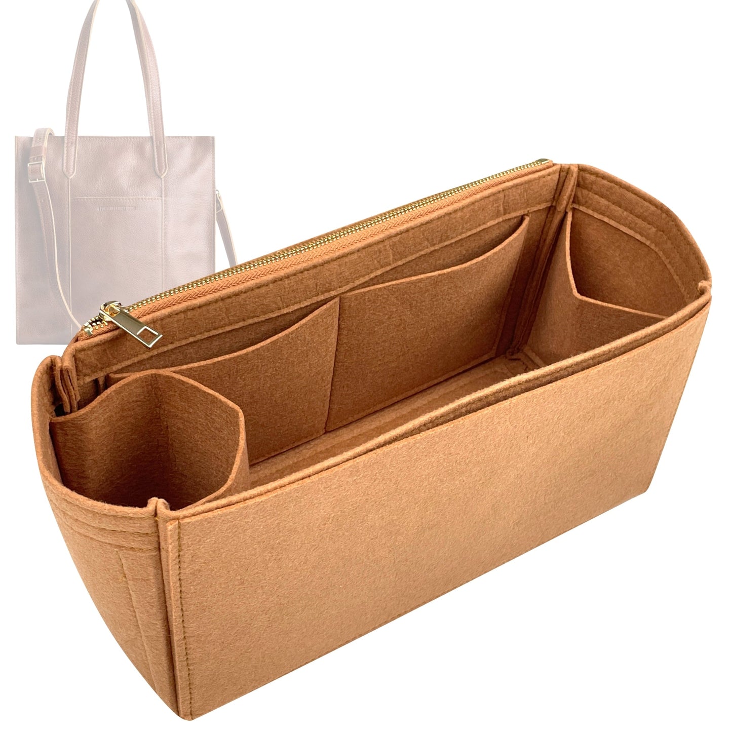 Bag Insert for (Portland Leather Goods, Large Lola Zipper Crossbody Tote - North/South) Organizer Tote Purse Organiser Liner Shaper [Premium Felt Material]